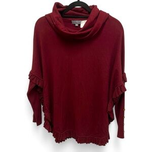 JOSEPH A Cowl Neck Long Sleeve “Poncho” Sweater in maroon size large